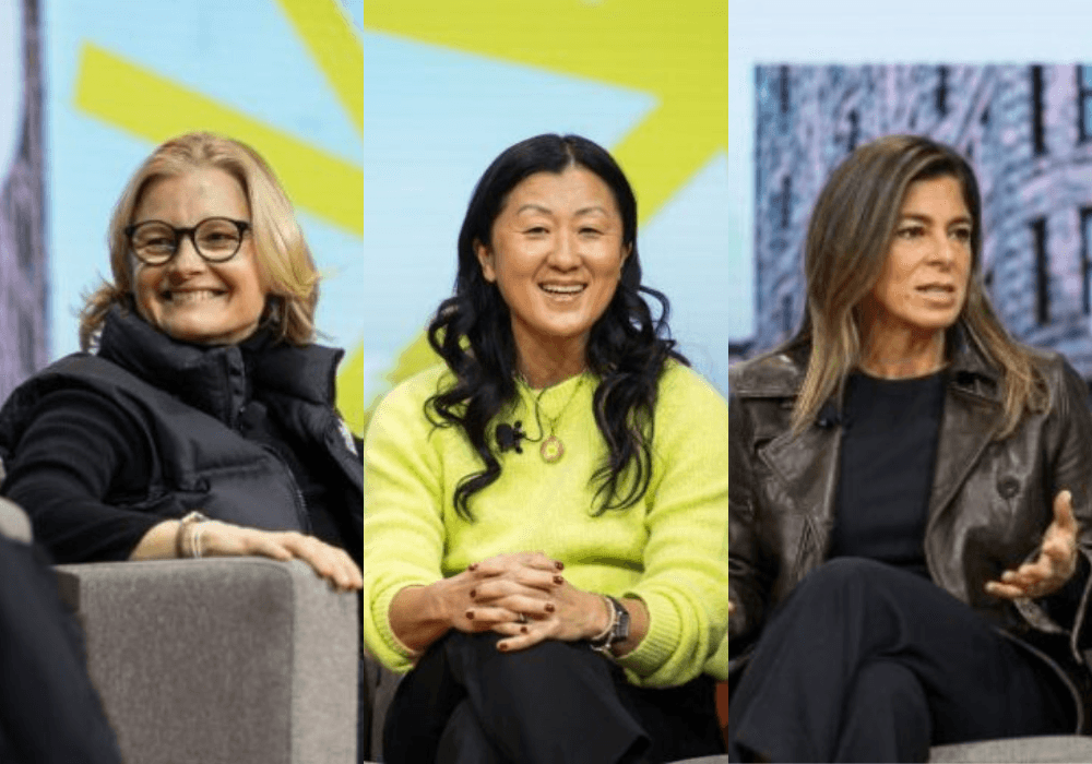 Nina Flood, Sun Choe e Caroline Brown na NRF 2026. Foto: Reprodução/E-commerce Brasil